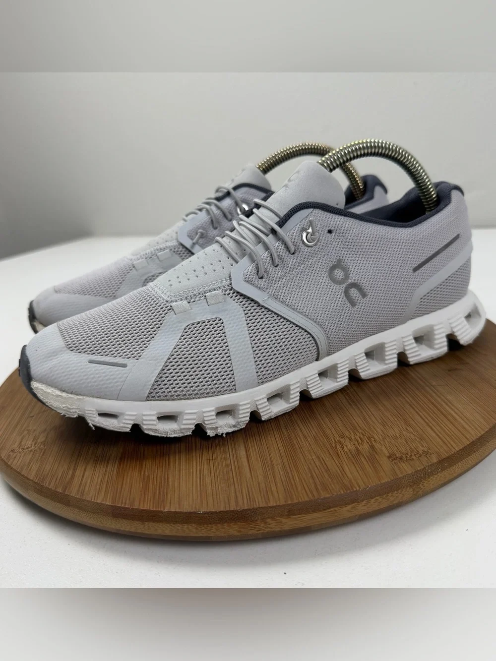 On Running Men's Cloud 5 Sneakers in Light Gray and White